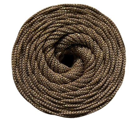 Mia Mote™ ByBag Line Lurex Sznurek Poliestrowy płaski bez rdzenia Beżowy ze złotą nitką 5mm