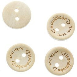 Guziki dekoracyjne drewniane Hand Made with love 20mm