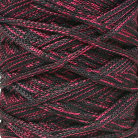 Mia Mote™ ByBag Line Sznurek Poliestrowy płaski bez rdzenia czarny z różaną nitką 5mm