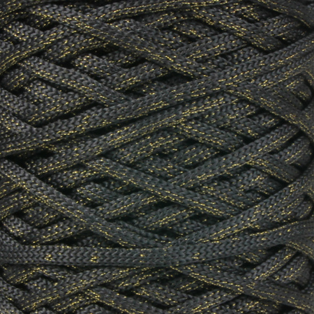 Mia Mote™ ByBag Line Lurex Sznurek Poliestrowy płaski bez rdzenia Czarny ze Złotą nitką 5mm