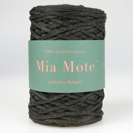 Mia Mote™ ByBag Line Lurex Sznurek Poliestrowy płaski bez rdzenia Czarny ze Złotą nitką 5mm