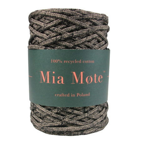 Mia Mote™ ByBag Line Sznurek Poliestrowy płaski bez rdzenia czarny z beżową ciemną nitką 5mm