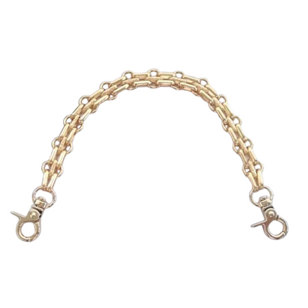 Łańcuszek metalowy z karabińczykami pasek rączka do torebki torby złoty 12mm 25cm