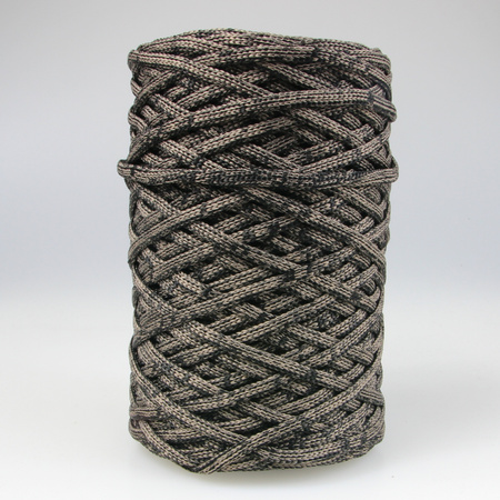 Mia Mote™ ByBag Line Sznurek Poliestrowy płaski bez rdzenia czarny z beżową ciemną nitką 5mm