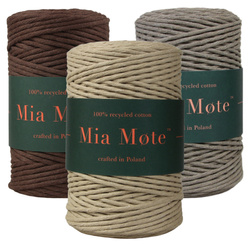 Mia Mote™ Zestaw sznurków do makramy – 3x50 m – Sznurek Bawełniany Skręcany 5 mm – Zestaw PASTELOWY Andalusit/Sunston/Moonstone