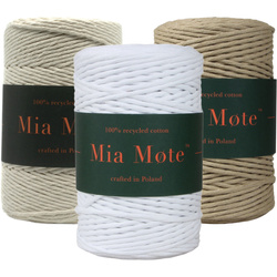 Mia Mote™ Zestaw sznurków do makramy – 3x100 m – Sznurek Bawełniany Skręcany 3 mm – Zestaw Naturalny Chalk/Limestone/Moonstone