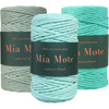 Mia Mote™ Zestaw sznurków do makramy – 3x50 m – Sznurek Bawełniany Skręcany 5 mm – Zestaw PASTELOWY Malachite Green/Oliwin Peridot/Chryzopraz