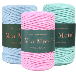 Mia Mote™ Zestaw sznurków do makramy – 3x50 m – Sznurek Bawełniany Skręcany 5 mm – Zestaw PASTELOWY Morganite/Chryzopraz/Atlantis