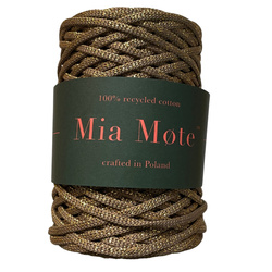 Mia Mote™ ByBag Line Lurex Sznurek Poliestrowy płaski bez rdzenia Beżowy ze złotą nitką 5mm
