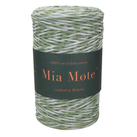 Mia Mote™ Classic Line Sznurek bawełniany skręcany do makramy 2mm green jasper + basalt grit