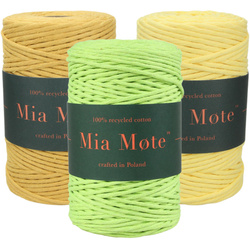 Mia Mote™ Zestaw sznurków do makramy – 3x100 m – Sznurek Bawełniany Skręcany 3 mm – Zestaw PASTELOWY Lime Quartz/Yellow Calcite/Orpiment on dolomite