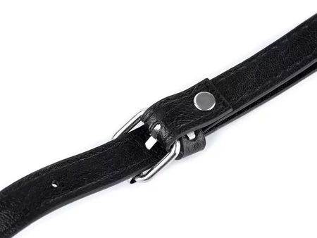 Skórzany Pasek eko skóra Ucha do torebki czarny srebrny 120cm