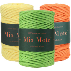 Mia Mote™ Zestaw sznurków do makramy – 3x100 m – Sznurek Bawełniany Skręcany 3 mm – Zestaw Słoneczny Yellow Calcite/Copper/Tulliumit