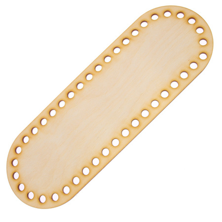 Drewniana baza owal do makramy do koszyka spód dno torebki 29.5x10cm otwory 8mm