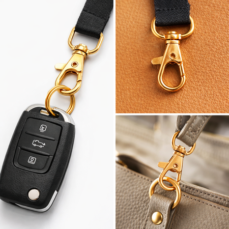 Brelok do Kluczy Karabińczyk do Torebki Obrotowy Złoty 43x20mm