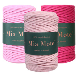 Mia Mote™ Zestaw sznurków do makramy – 3x100 m – Sznurek Bawełniany Skręcany 3 mm – Zestaw Różowy Pink Pearl//Morganite/Radiant Orchid
