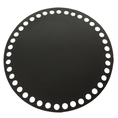 Dno do torebki baza spód makramy czarny gładki 20cm otwory 10mm - skóra naturalna