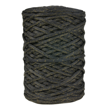 Mia Mote™ ByBag Line Lurex Sznurek Poliestrowy płaski bez rdzenia Czarny ze Złotą nitką 5mm