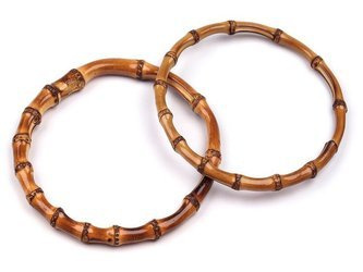 Ucha bambusowe rączki uchwyty do torebki obręcz do makramy naturalny  ciemny 15cm