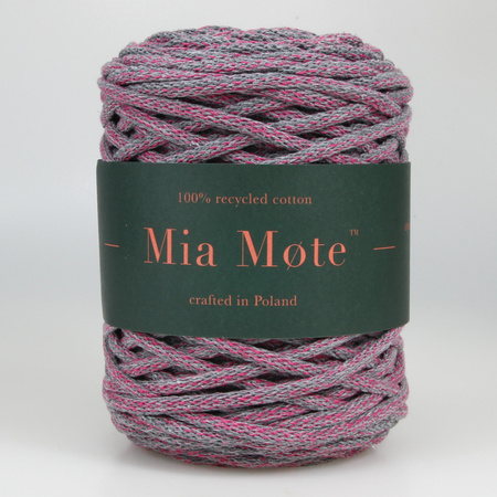 Mia Mote™ Lush Line sznurek bawełniany +5mm miraże ombre radiant orchid + basalt grit